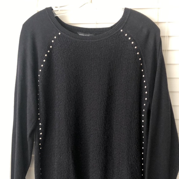 Rock & Republic Sweater Tunic Black Embellished SZ XL - Picture 1 of 9